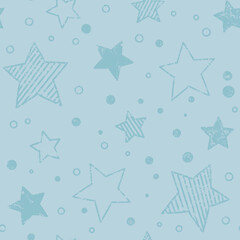 Seamless pattern with stars texture in blue shade, astronomy theme