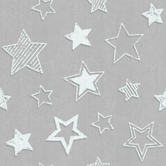 Seamless pattern with stars texture in gray shades, astronomy theme