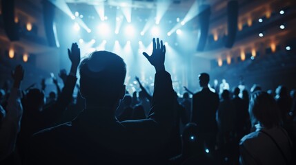 Crowd Enjoying Live Concert in a Modern Auditorium