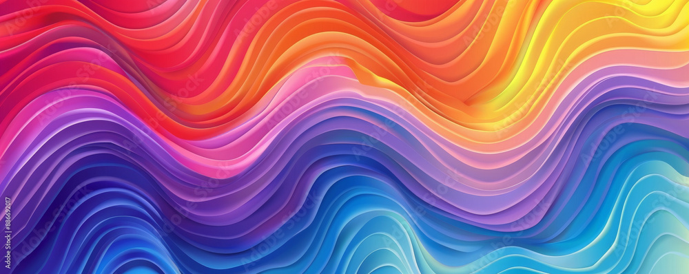 Aufkleber a dynamic rainbow gradient wave background with bold, undulating lines and a seamless transition