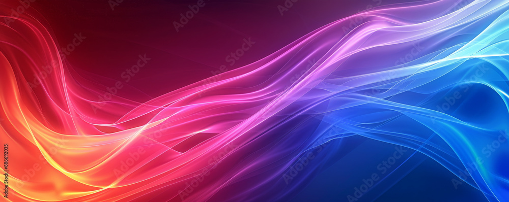 Aufkleber a dynamic gradient wave background featuring bright colors blending from red to blue, with smooth,