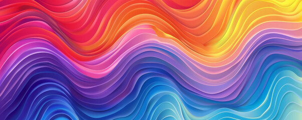 A dynamic rainbow gradient wave background with bold, undulating lines and a seamless transition