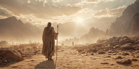 desert landscape large mountain background sky is filled