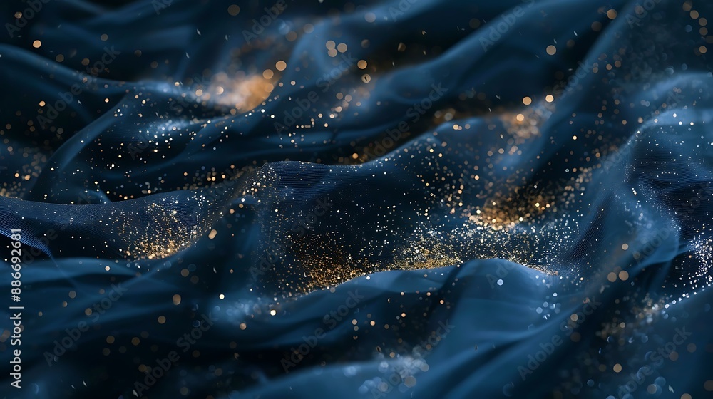 Aufkleber mysterious dark blue surface with scattered gold particles adding a touch of opulence and depth