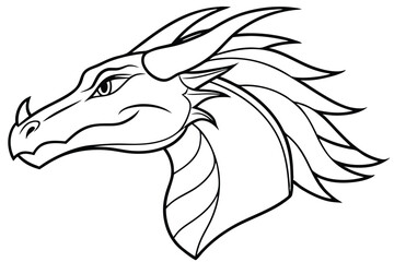 Elegant single line art of a dragon head in vector illustration design, perfect for prints.