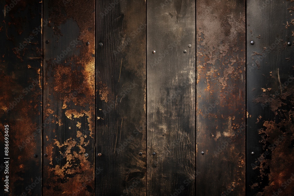 Aufkleber wooden surface features dark mahogany texture with small holes adding depth. grain pattern visible, 