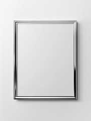 Sleek Silver Frame on White Background with Copy Space
