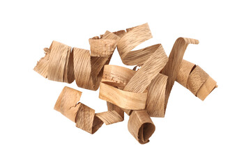 Wood shavings sawdust isolated on transparent background	