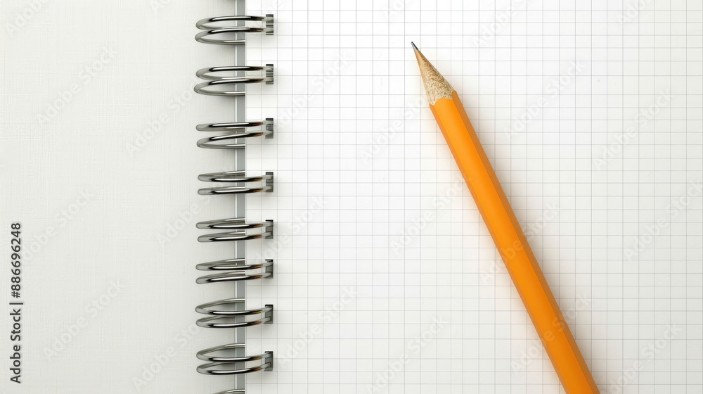 Poster open spiral notebook with pencil and eraser space for text