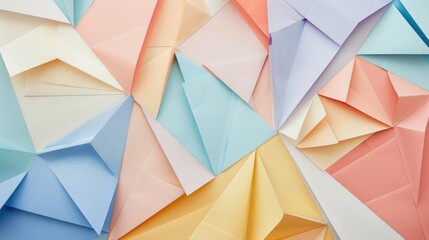Fototapeta premium Pastel colored paper arranged in geometric patterns