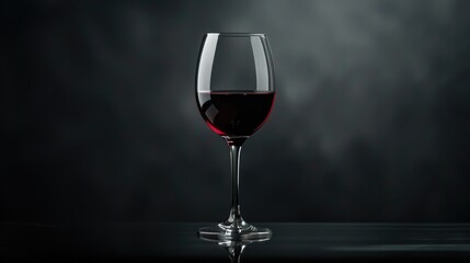 Naklejka premium Red wine glass on dark backdrop