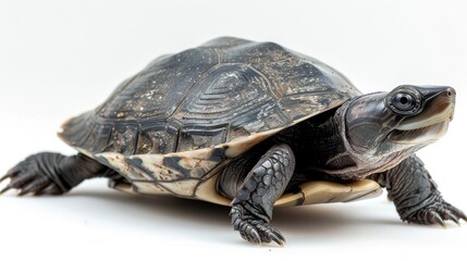 Obraz premium Helmeted turtle from North Africa on white background