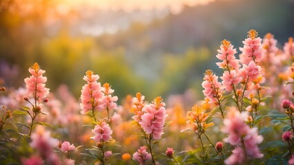 Fototapeta premium Delicate Wildflower Blossoms Bathed in the Soft Light of the Setting Sun