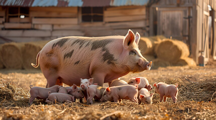 "Piglet Playing in the Mud on a Rural Farm
