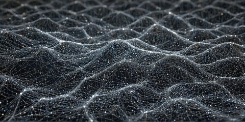 close-up network interconnected lines dots are arranged wave-lik