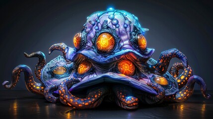 Obraz premium Cosmic Octopus with Glowing Eyes.