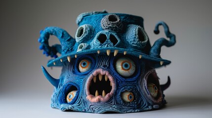 Blue Monster with Eyes and Teeth.