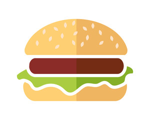 Burger flat icon. Hamburger sign. Fast food logo symbol. Hamburger color illustration