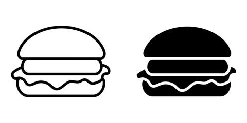 Burger simple icon. Hamburger sign. Fast food symbol. Food logo illustration.