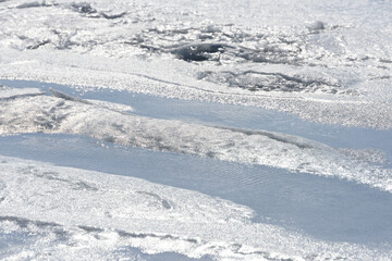 Obraz premium 凍結した風連湖の湖面模様