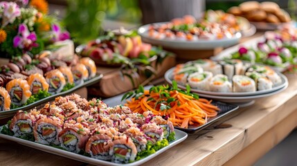 Delicious Sushi Platter with Assorted Rolls.