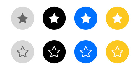 star icon. Favorite symbol. Rating star sign. Reward pictogram. Grey, blue and black button.