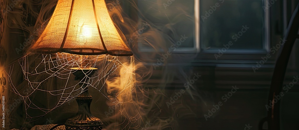 Poster a cobweb is visible within the lamp s copy space image