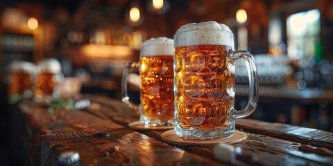 National Drink Beer Day frothy beer mugs, September 28th