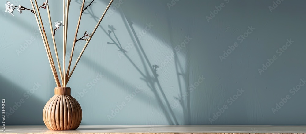 Aufkleber a reed air freshener displayed on a table with a grey background allowing for text in the copy space