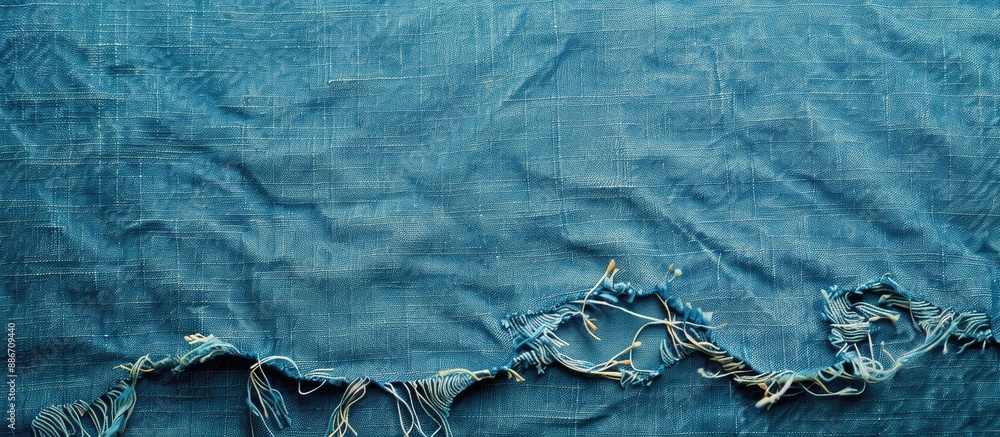 Poster background image showing a torn denim pocket in a blue shade with ample copy space image