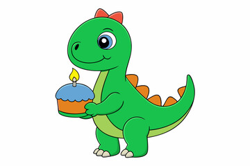 Dinosaur Celebrating with Cake