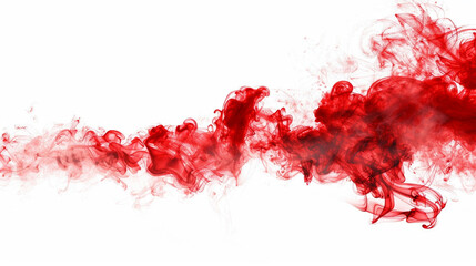 Red smoke on an isolated white background, stock image, HD quality, natural look, bright, simple composition, soft-focused - Generative AI