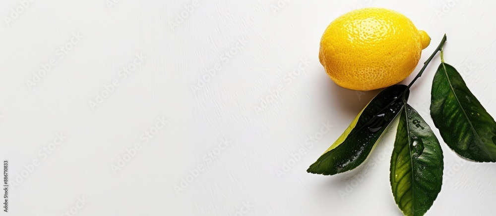 Poster white background with a lemon displayed offering copy space image
