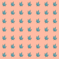 Natural blue maple leaves with the same pattern, with a orange background, can be used as a beautiful background for computers and websites.
