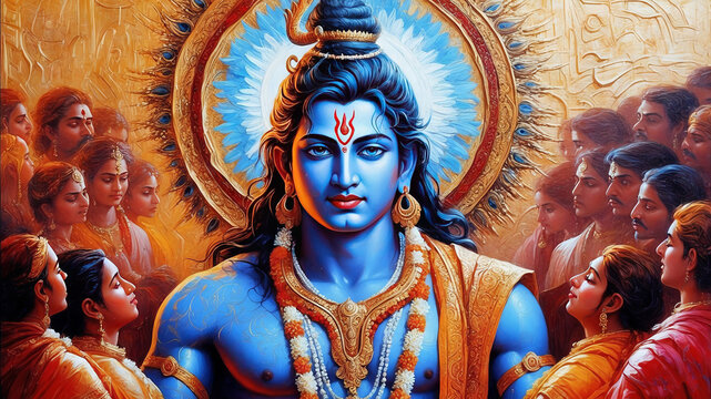 ram god portrait image Digital Painting of Indian mighty God Ram Rama Navami images