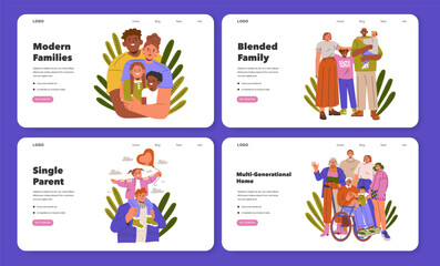 Modern Families. Flat Vector Illustration