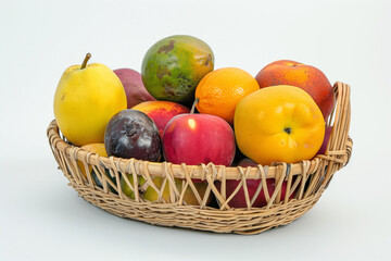 Assortment of Fresh Fruit in a Wicker Basket