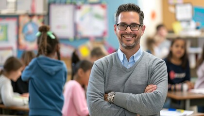 Fototapeta premium Happy Teacher in Class