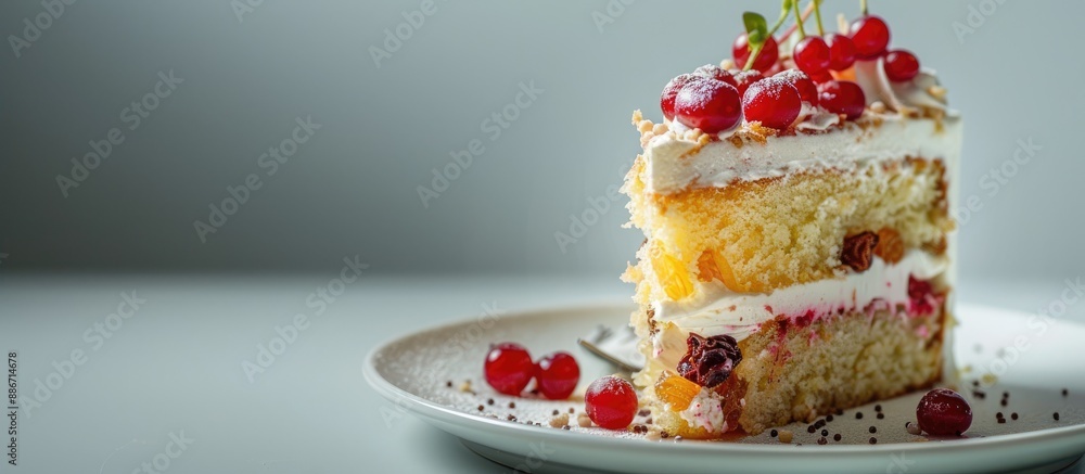 Poster the cake contains poppy seeds raisins and white chocolate with red beans and pineapples creating a c