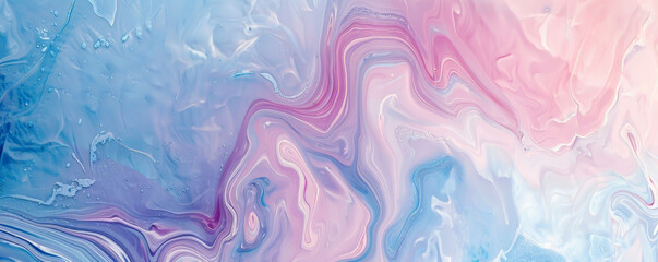 Fototapeta premium A serene marble texture background showcasing pastel shades of blue, pink, and lavender. The soft, flowing patterns and delicate colors create a calming and elegant appearance.