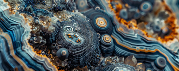 Fototapeta premium A close-up of a rare earth mineral sample, focusing on the intricate patterns and colors of elements