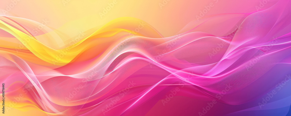 Aufkleber a colorful gradient wave background with smooth, flowing lines transitioning from pink to yellow,
