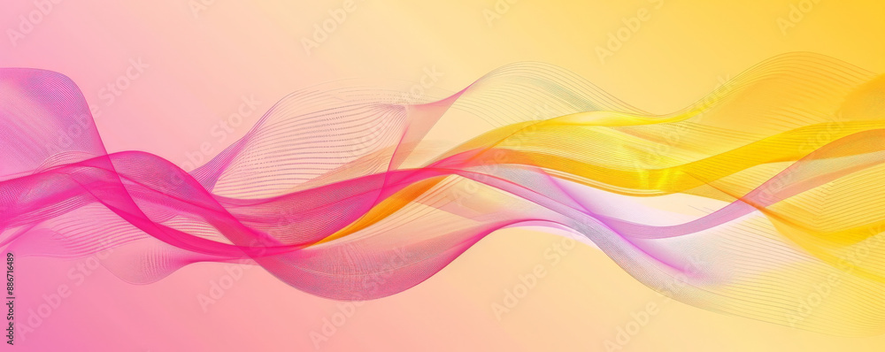 Aufkleber a colorful gradient wave background with smooth, flowing lines transitioning from pink to yellow,