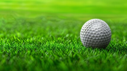 Golf Ball on Green Grass: Sports and Recreation Theme - Fresh and Clean Visual