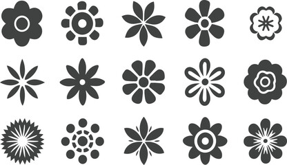 Verious flower  vector set icons silhouettes styel with white background