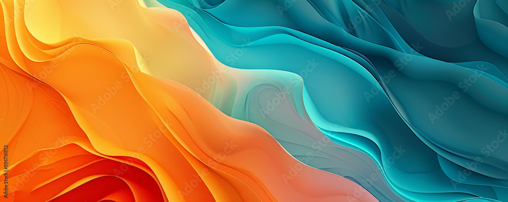 Aufkleber a bright gradient wave pattern featuring smooth, undulating curves transitioning from teal to orange