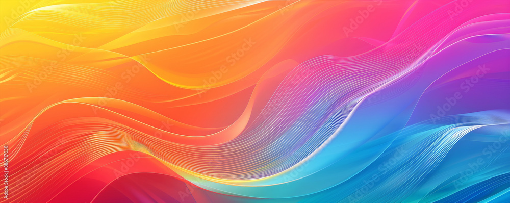 Aufkleber a striking rainbow gradient wave background with bold, flowing lines and a seamless transition betwe