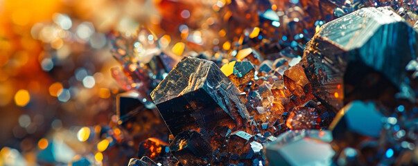 A background featuring rare earth minerals under a microscope, revealing the intricate details of