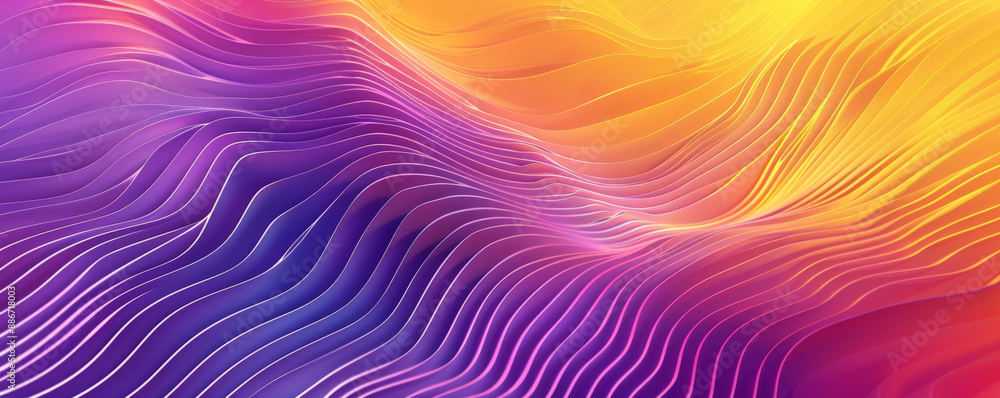 Aufkleber a radiant gradient wave background with smooth, flowing lines transitioning from yellow to purple, c