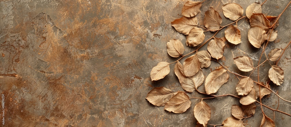 Poster leaves that have become dry and brittle often used as decor or in crafting especially when placed ag